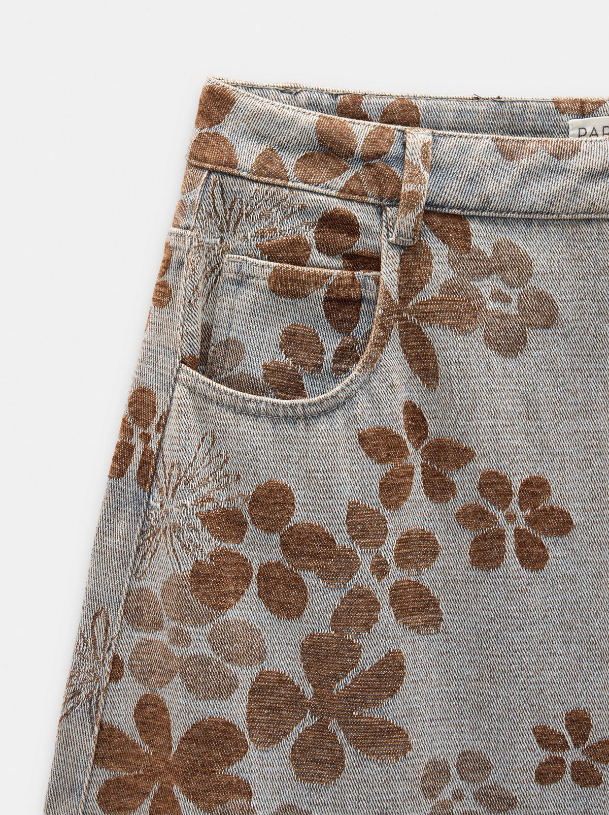 Floral Jacquard Barrel-Leg Jeans