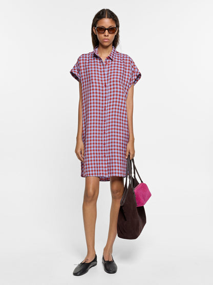 100% Lyocell Shirt Dress With Squares