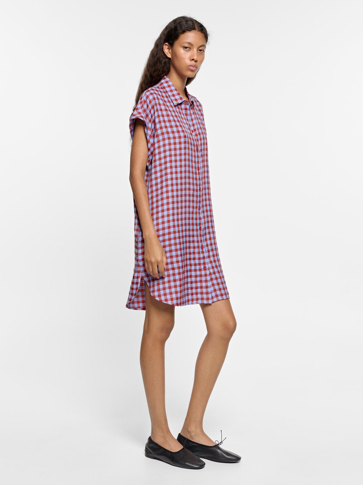 100% Lyocell Shirt Dress With Squares