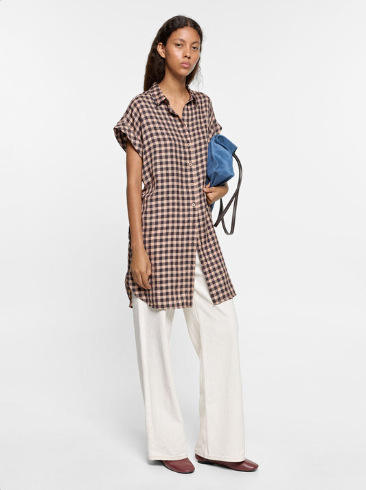 100% Lyocell Shirt Dress With Squares