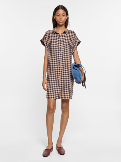 100% Lyocell Shirt Dress With Squares