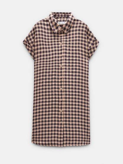 100% Lyocell Shirt Dress With Squares