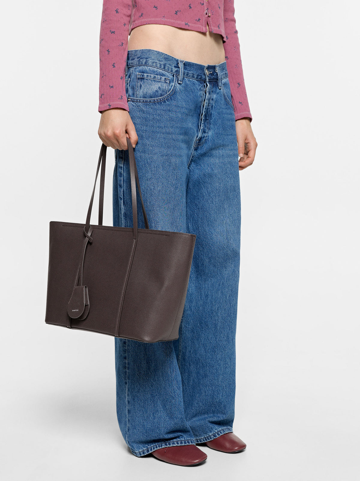 Textured Shopper Bag With Charm