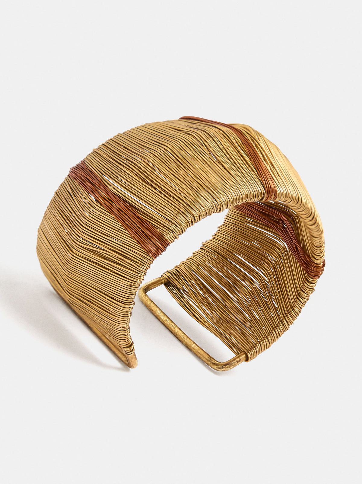 Wide Bracelet Made From Metal Threads