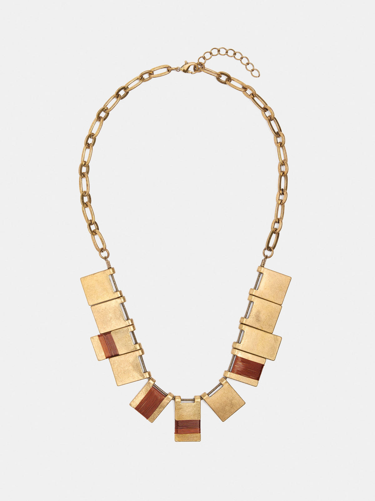 Link Necklace With Rectangular Pendants