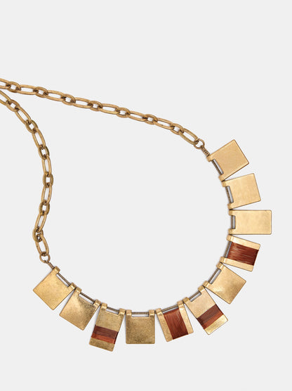 Link Necklace With Rectangular Pendants