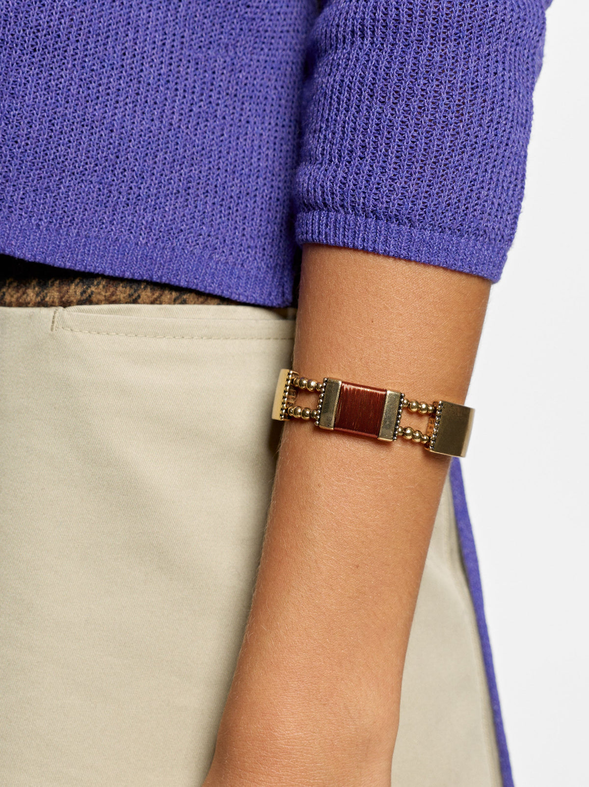Elastic Bracelet With Rectangular Plates