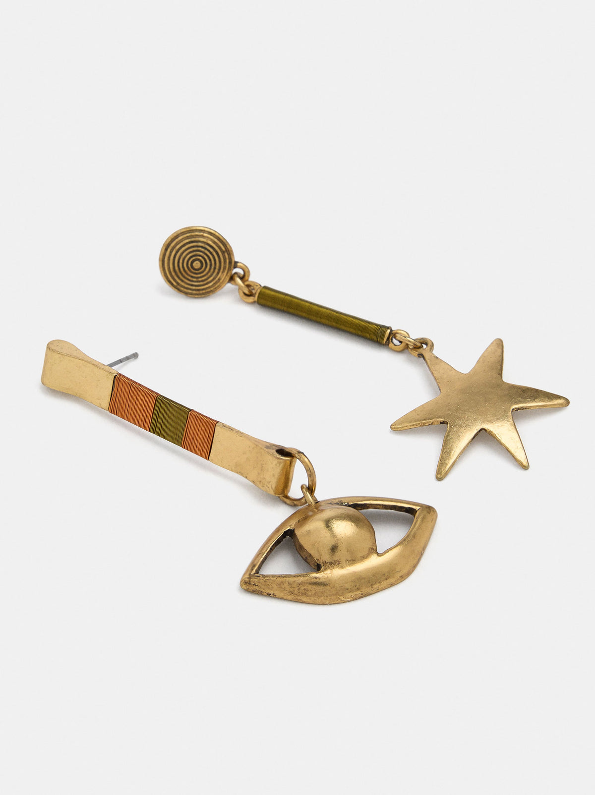 Asymmetrical Eye And Star Earrings