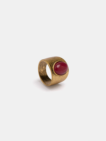 Wide Ring With Oval Stone