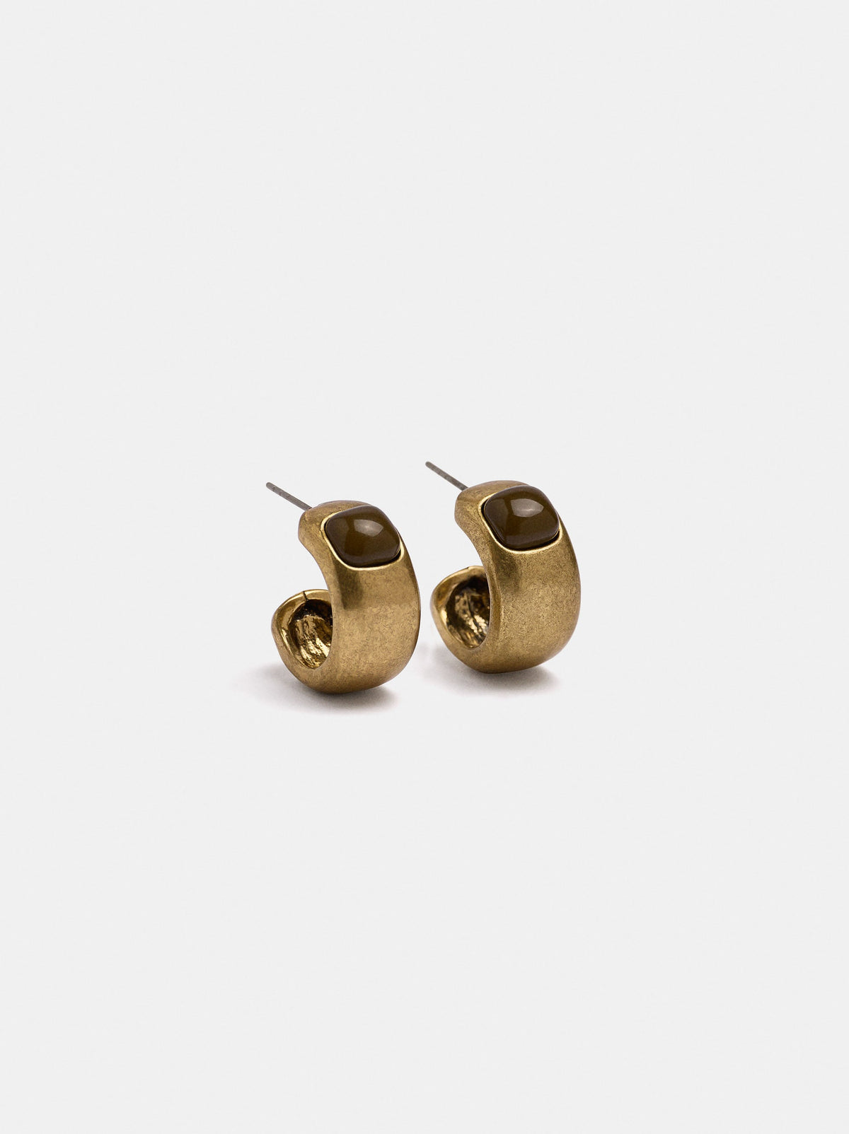Long Hoop Earrings With Stone-Effect Detail