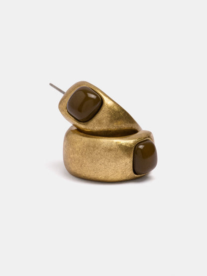 Long Hoop Earrings With Stone-Effect Detail