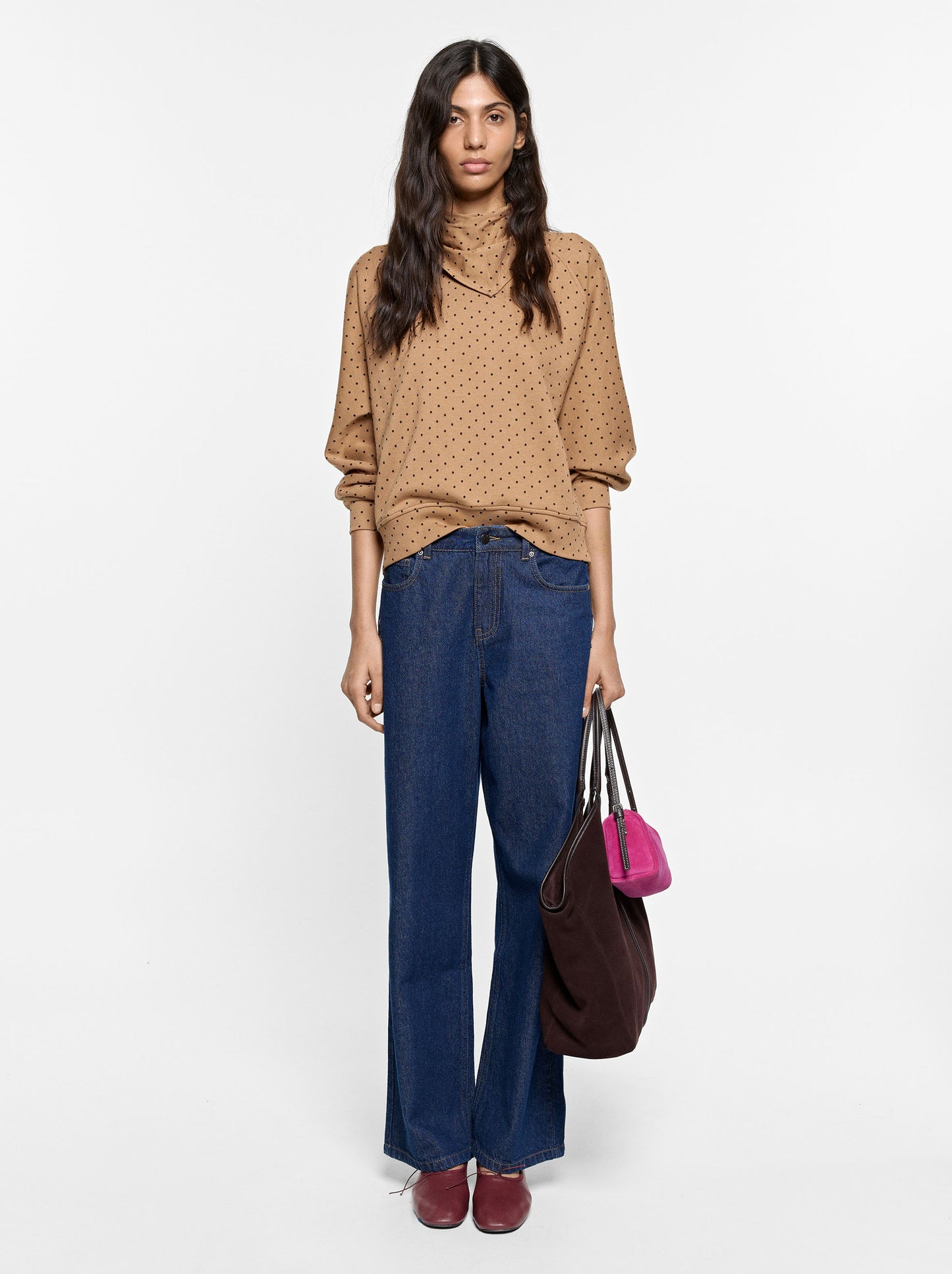 Printed Polka-Dot Sweatshirt With Removable Scarf