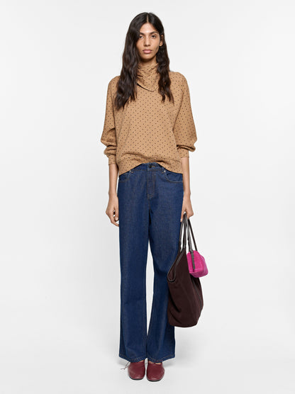 Printed Polka-Dot Sweatshirt With Removable Scarf