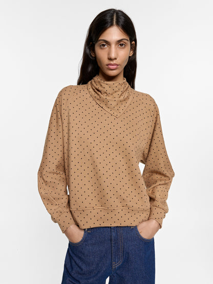 Printed Polka-Dot Sweatshirt With Removable Scarf