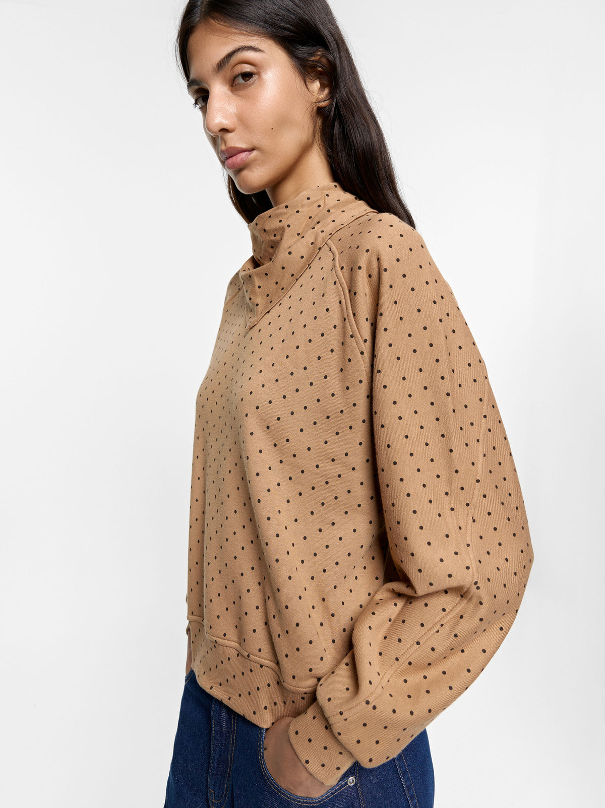 Printed Polka-Dot Sweatshirt With Removable Scarf