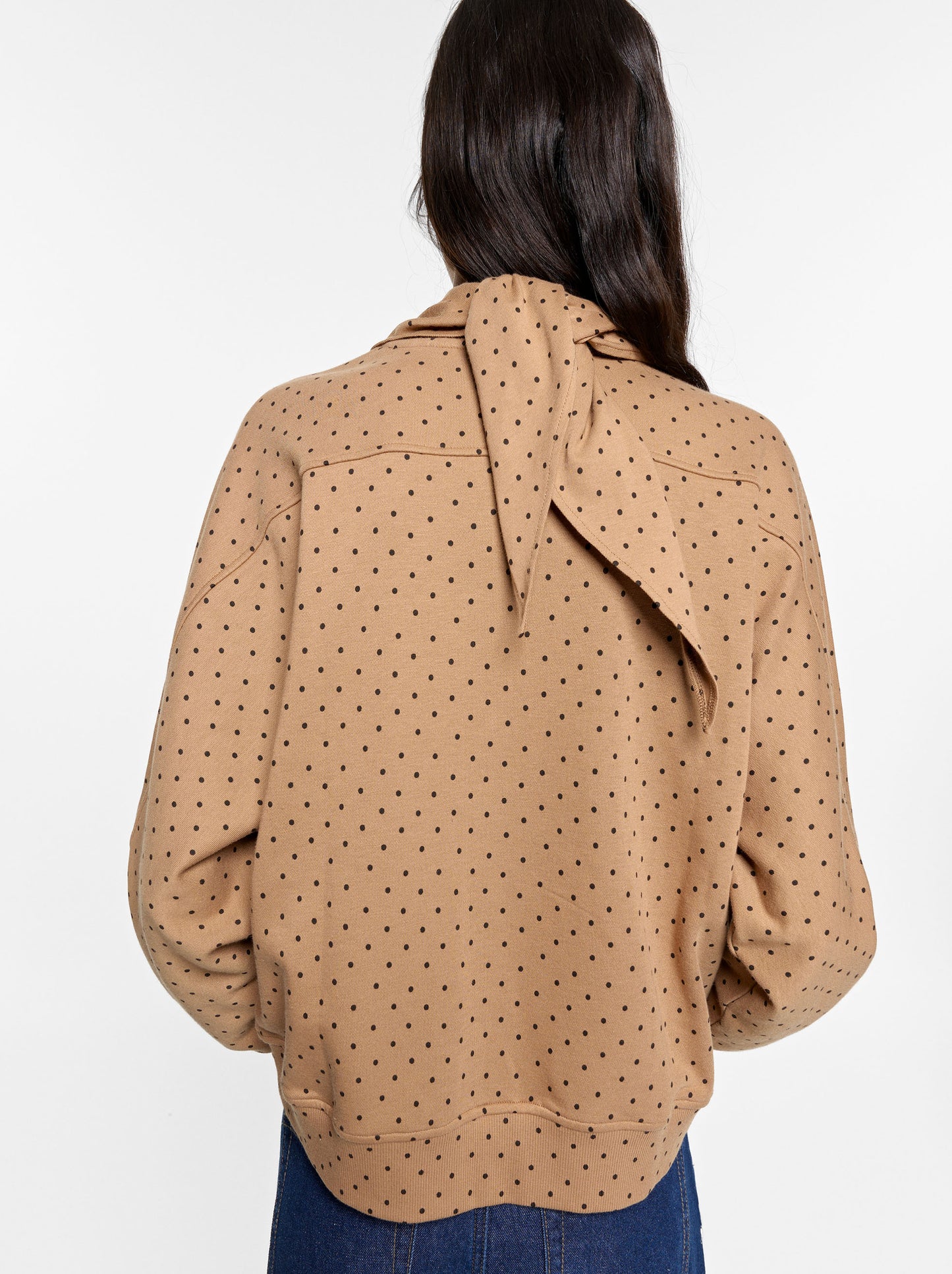 Printed Polka-Dot Sweatshirt With Removable Scarf