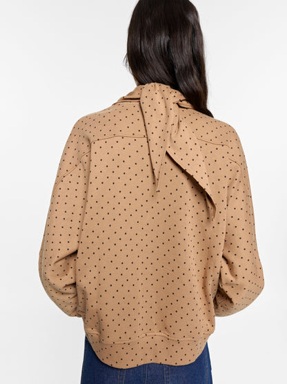 Printed Polka-Dot Sweatshirt With Removable Scarf