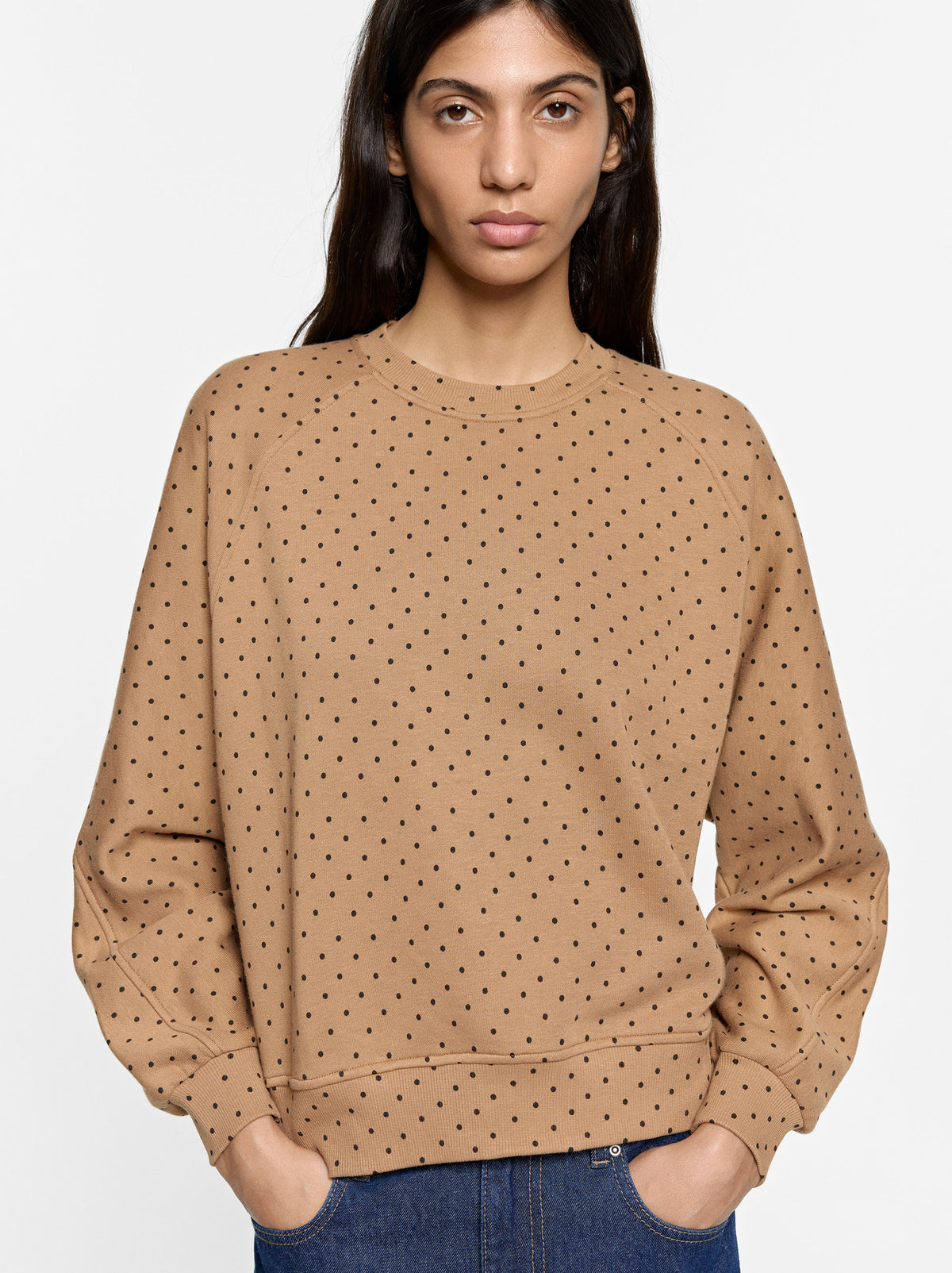 Printed Polka-Dot Sweatshirt With Removable Scarf