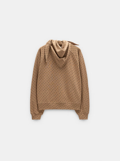 Printed Polka-Dot Sweatshirt With Removable Scarf