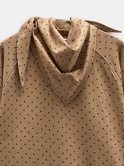 Printed Polka-Dot Sweatshirt With Removable Scarf