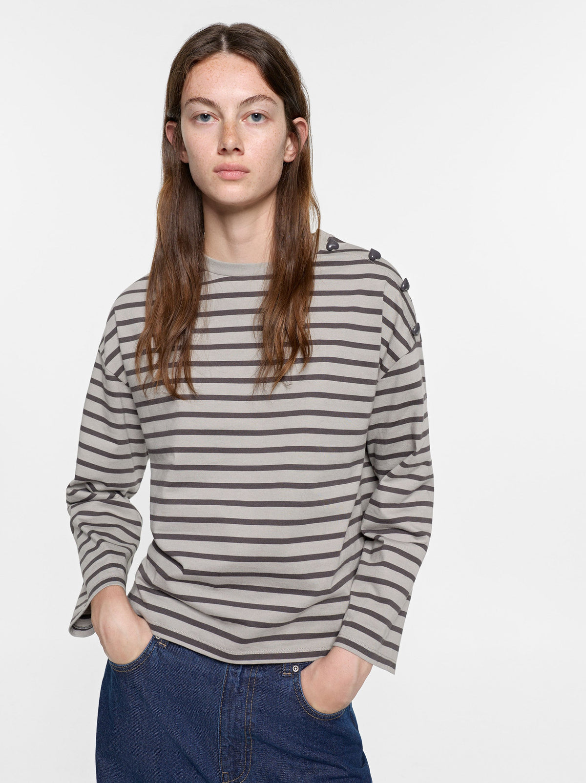 Striped T-Shirt With Heart Buttons