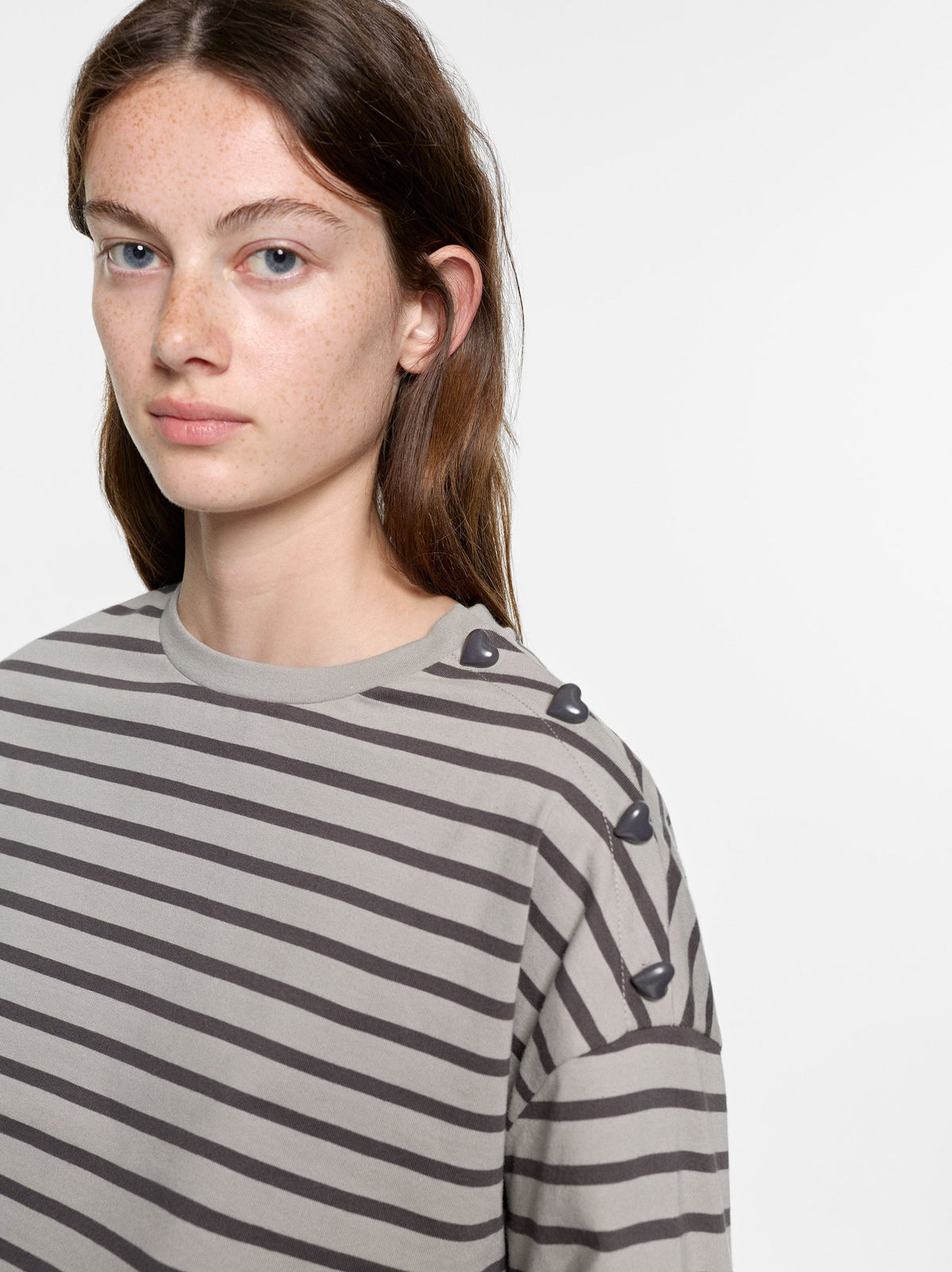 Striped T-Shirt With Heart Buttons