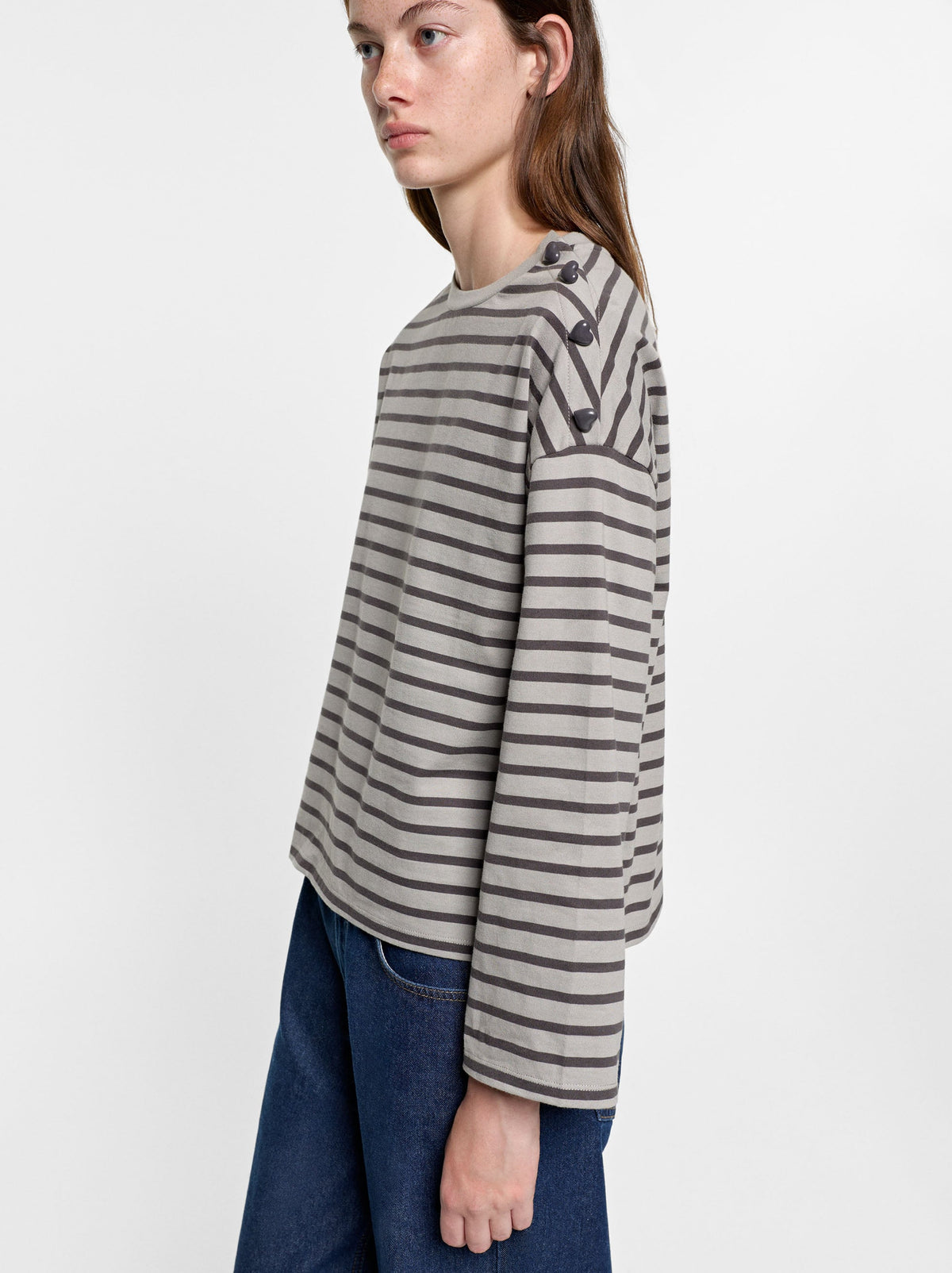 Striped T-Shirt With Heart Buttons