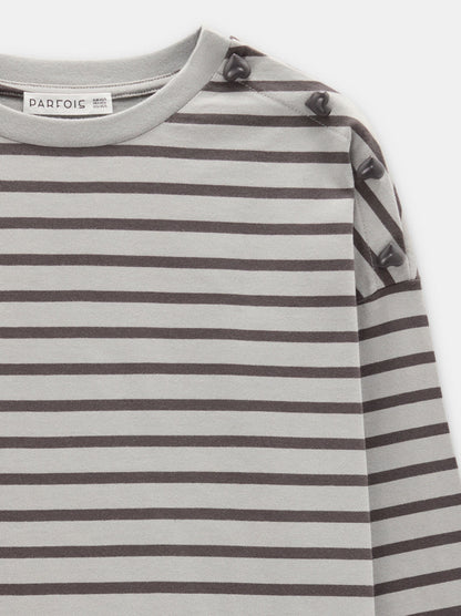 Striped T-Shirt With Heart Buttons