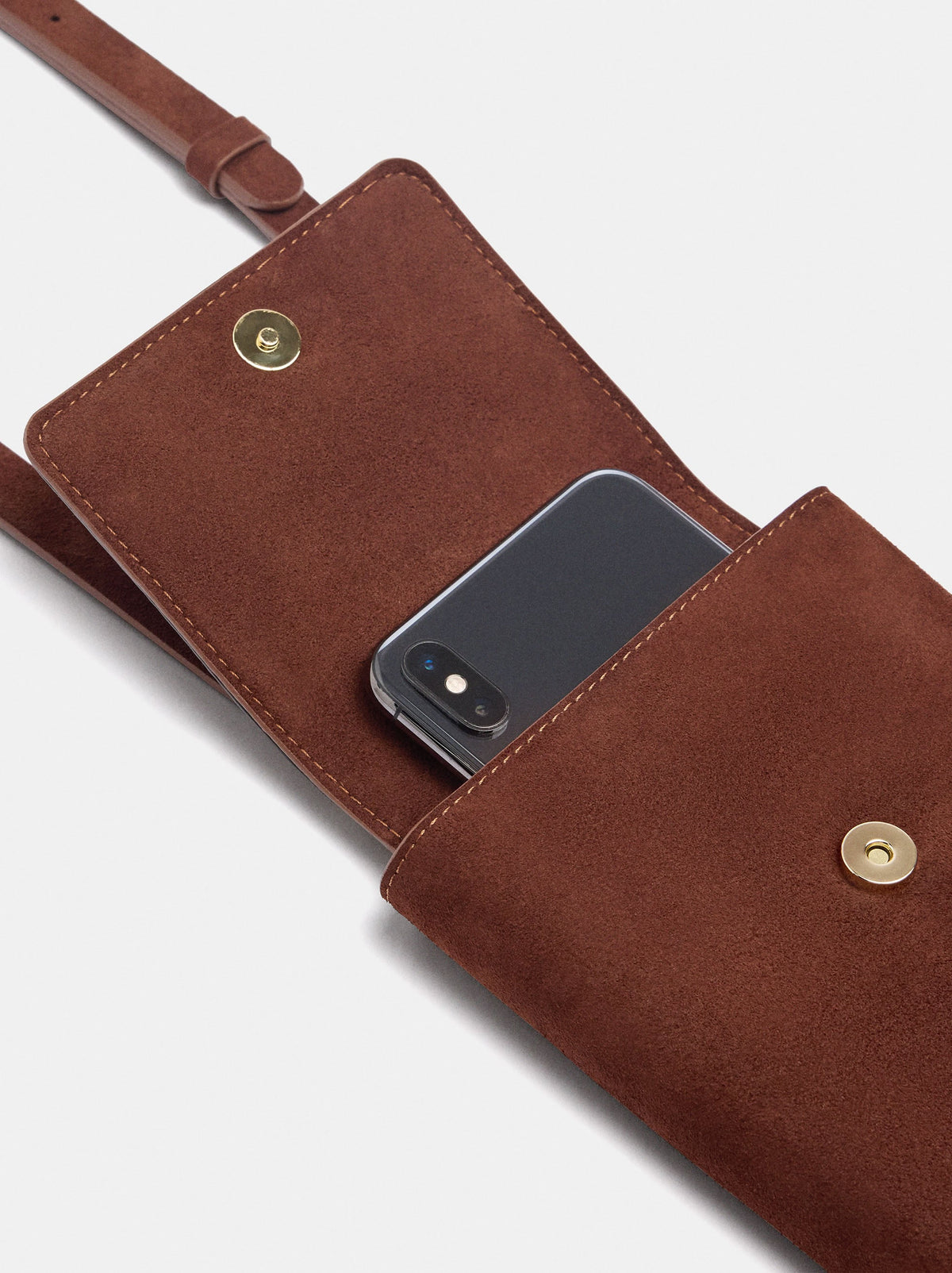 Leather Mobile Phone Bag With Leather Details