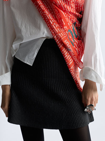 Mini Knit Skirt With Sash