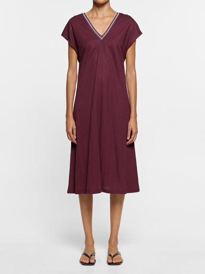 V-Neck Dress With Embroidery