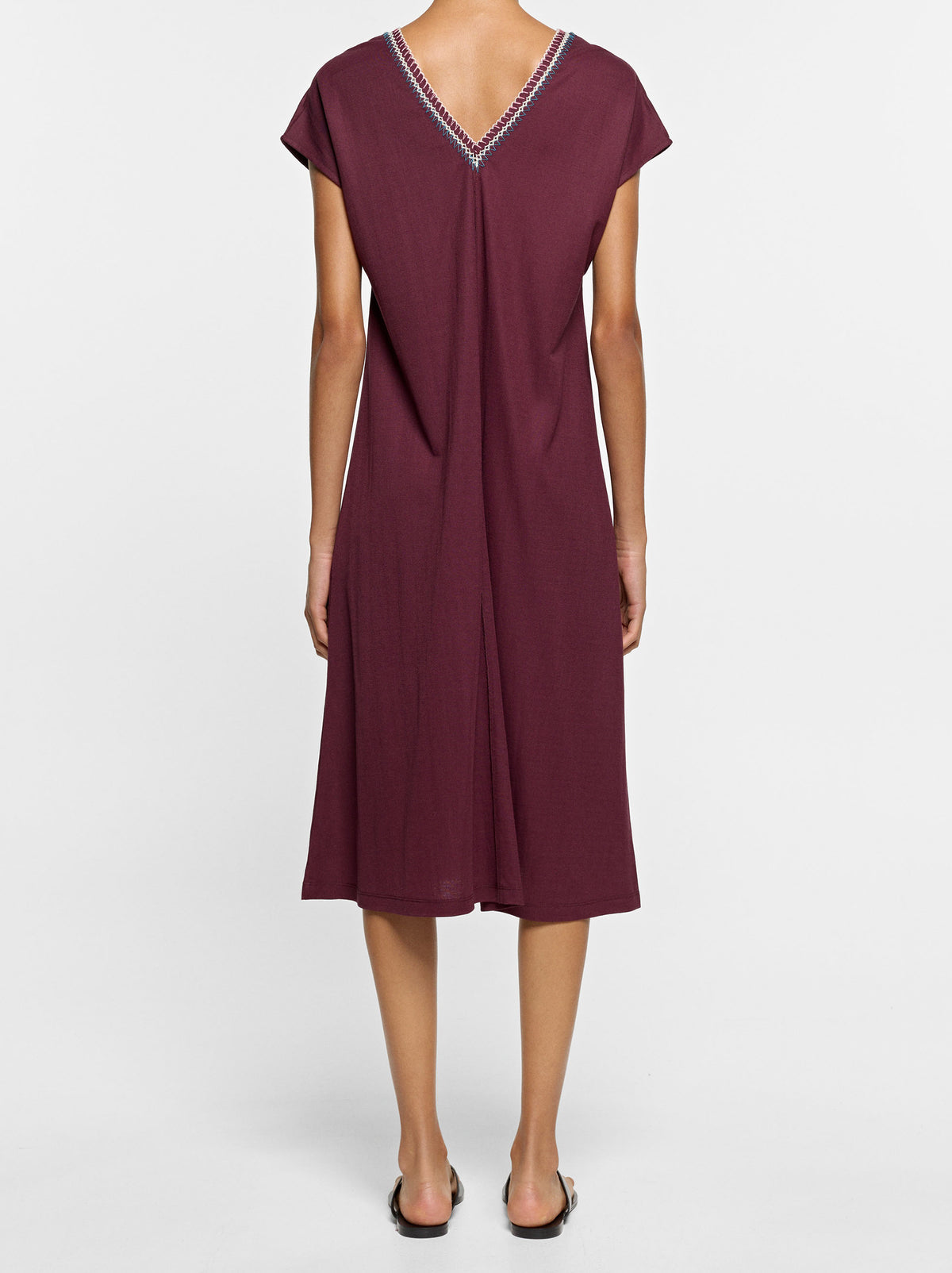 V-Neck Dress With Embroidery