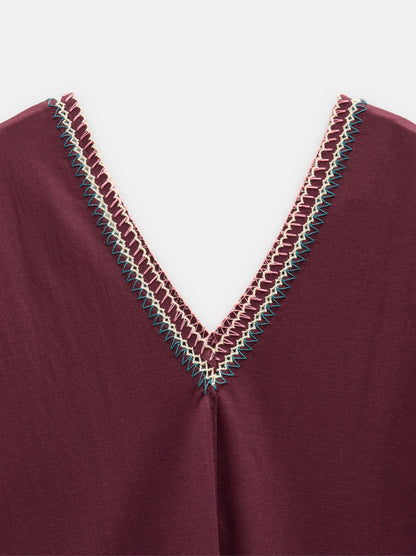 V-Neck Dress With Embroidery
