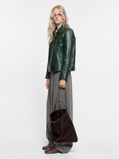 Leather Shoulder Bag With Versatile Straps