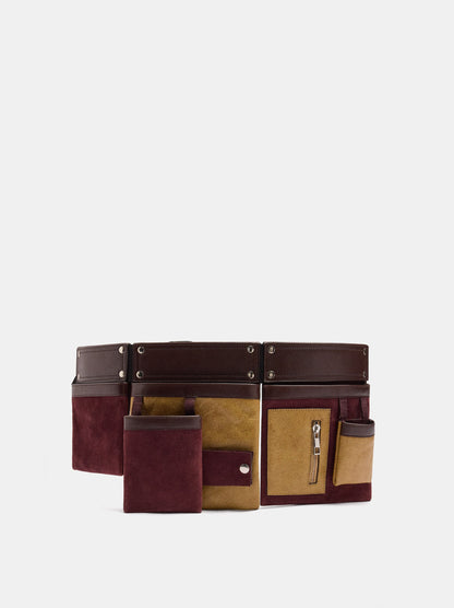 Leather Belt With Contrast Pockets