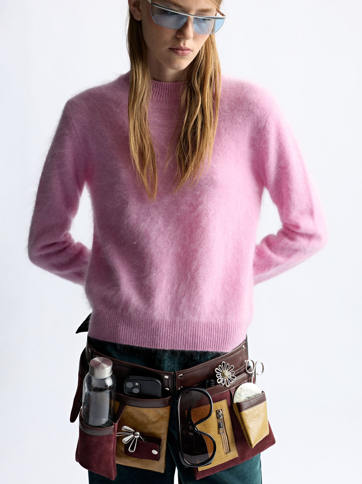 Leather Belt With Contrast Pockets