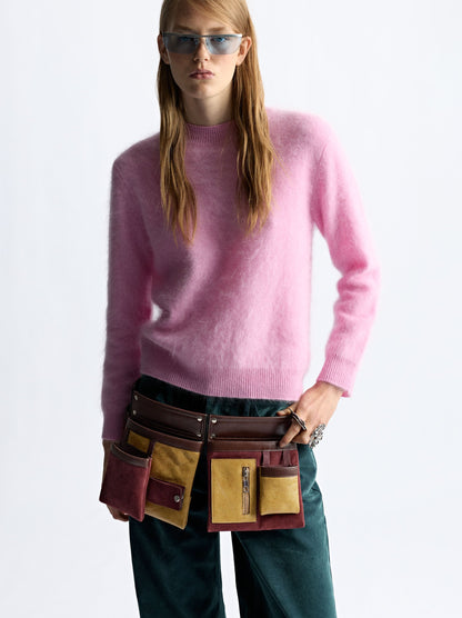Leather Belt With Contrast Pockets