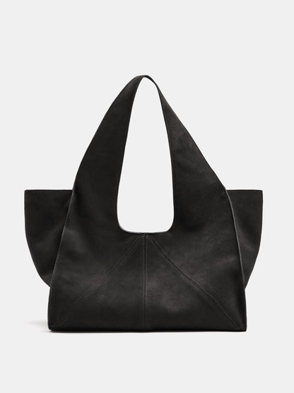 Leather Shopper Bag With Stitching