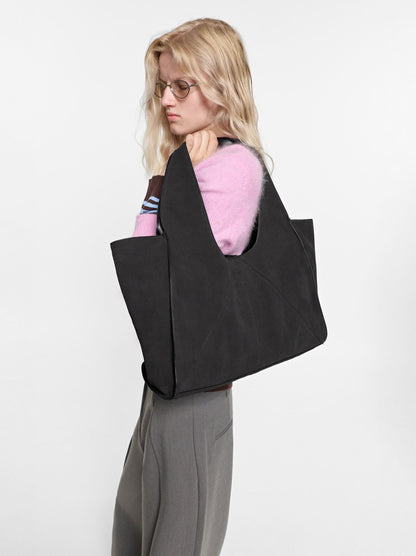 Leather Shopper Bag With Stitching