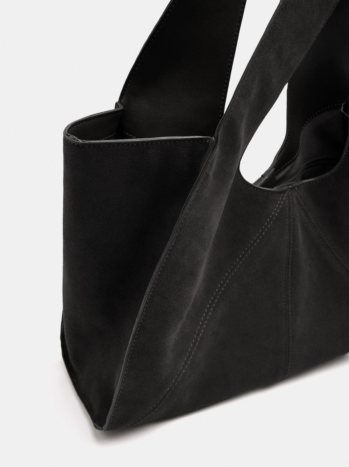 Leather Shopper Bag With Stitching