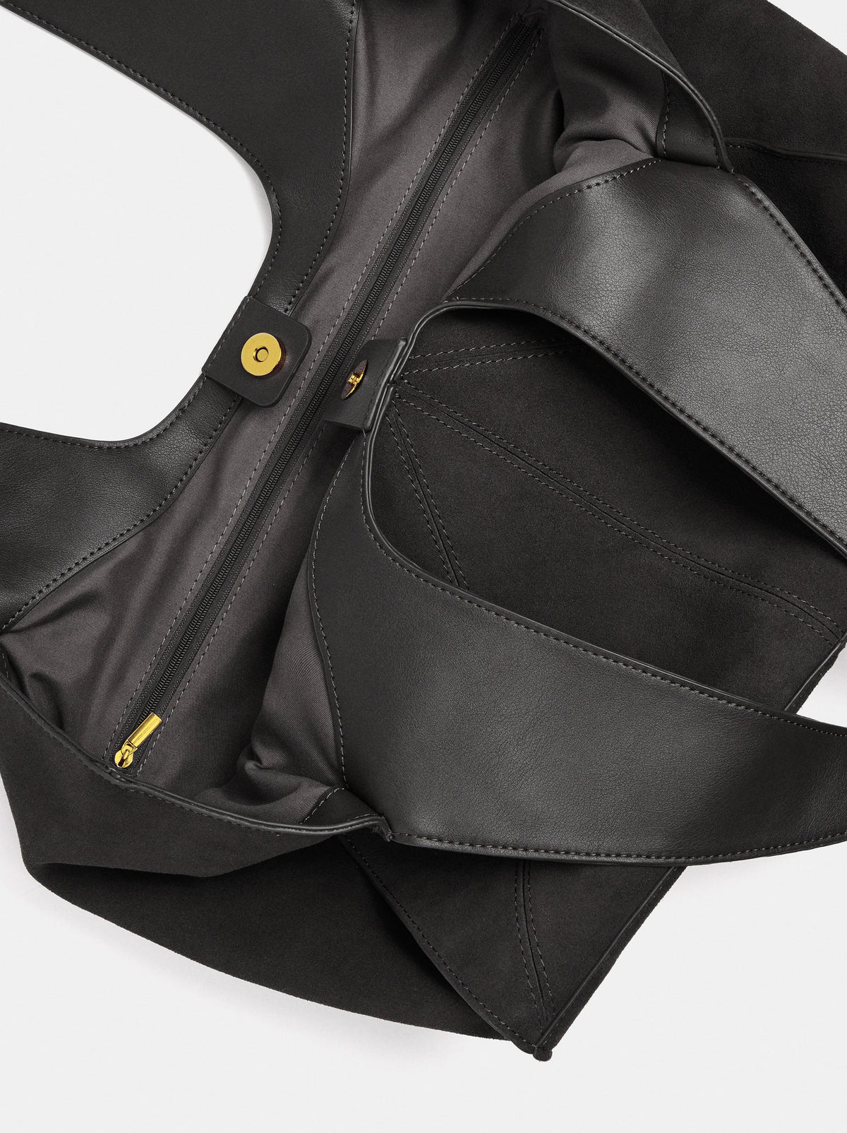 Leather Shopper Bag With Stitching