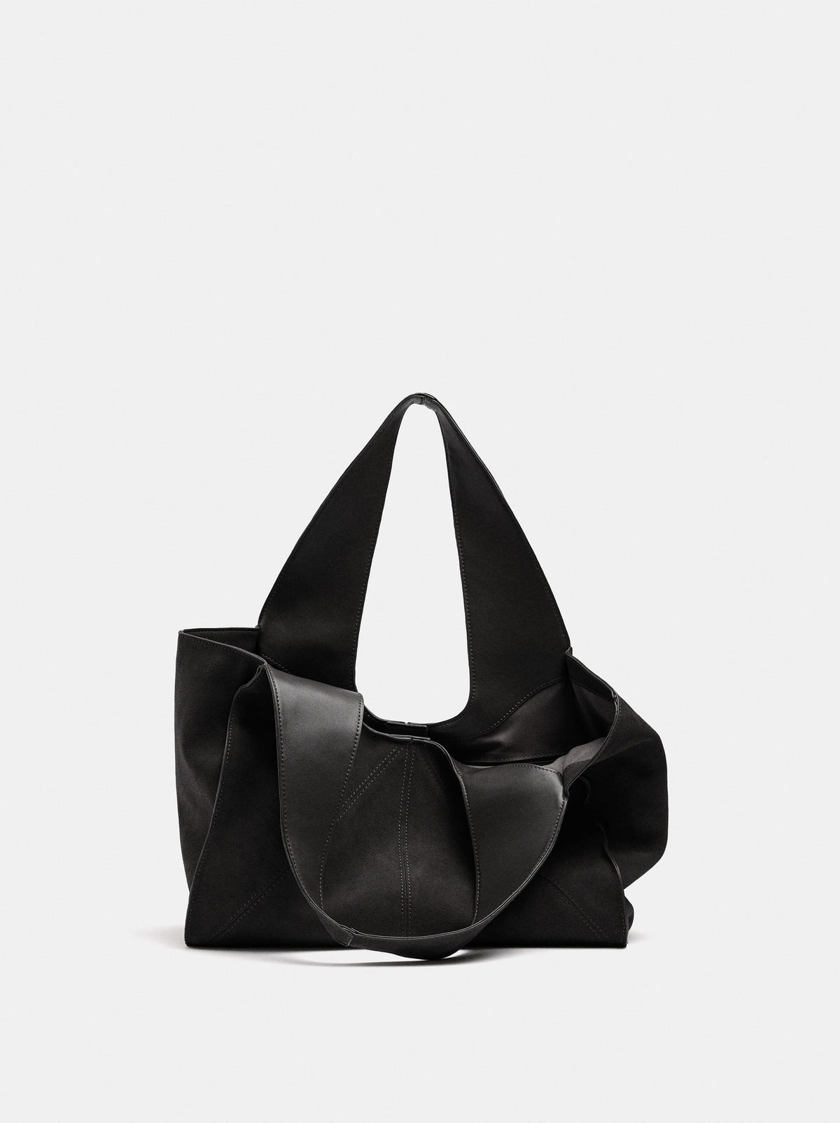 Leather Shopper Bag With Stitching
