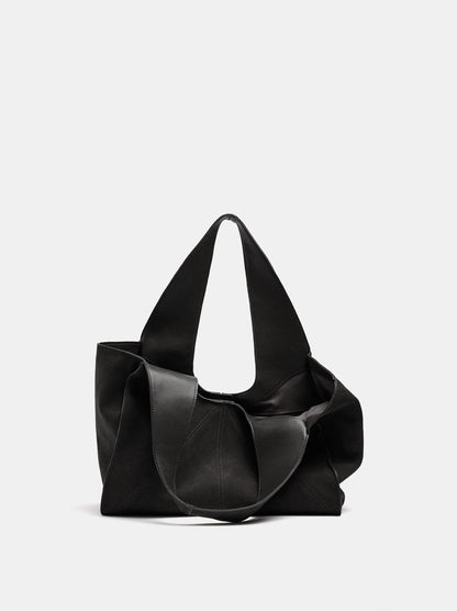 Leather Shopper Bag With Stitching