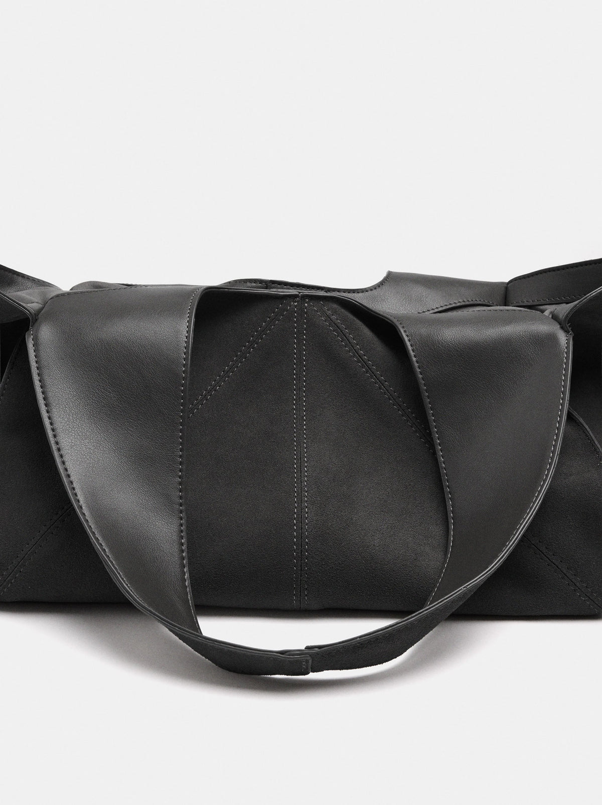 Leather Shopper Bag With Stitching