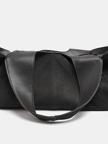Leather Shopper Bag With Stitching