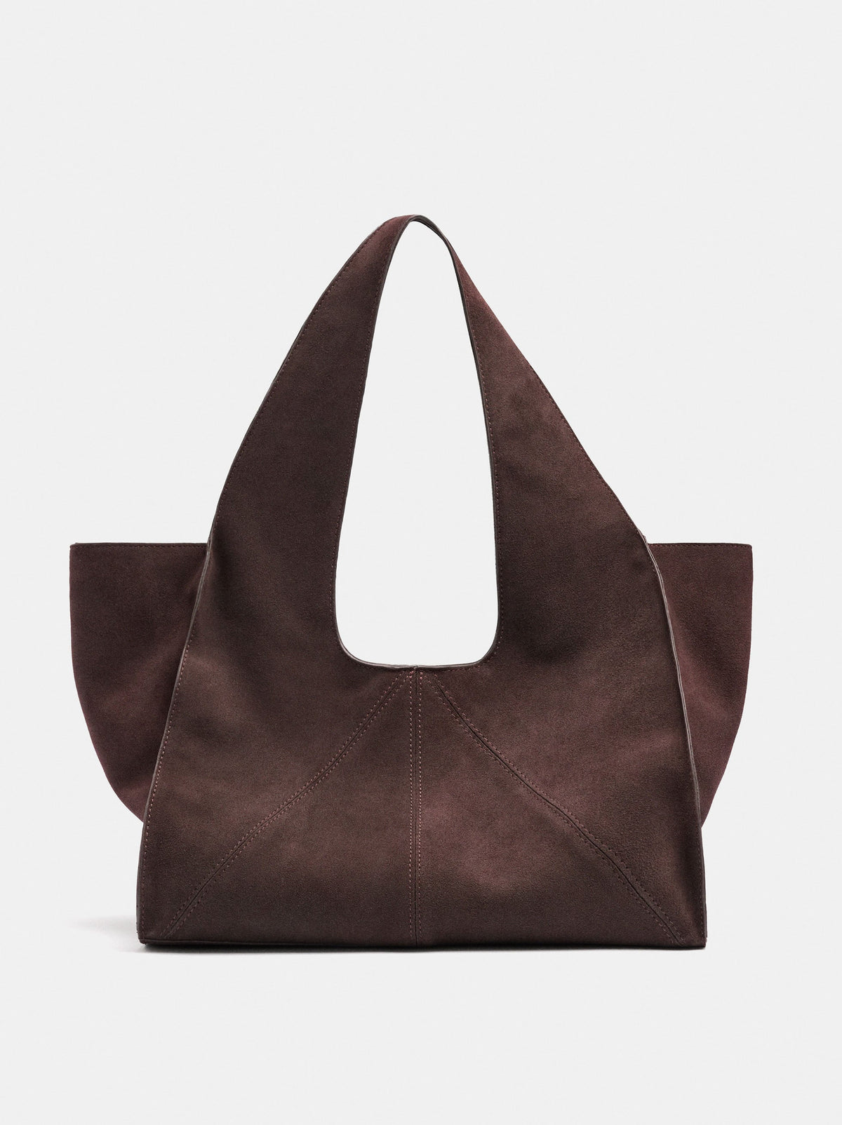 Leather Shopper Bag With Stitching