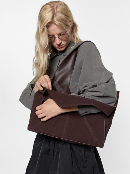 Leather Shopper Bag With Stitching