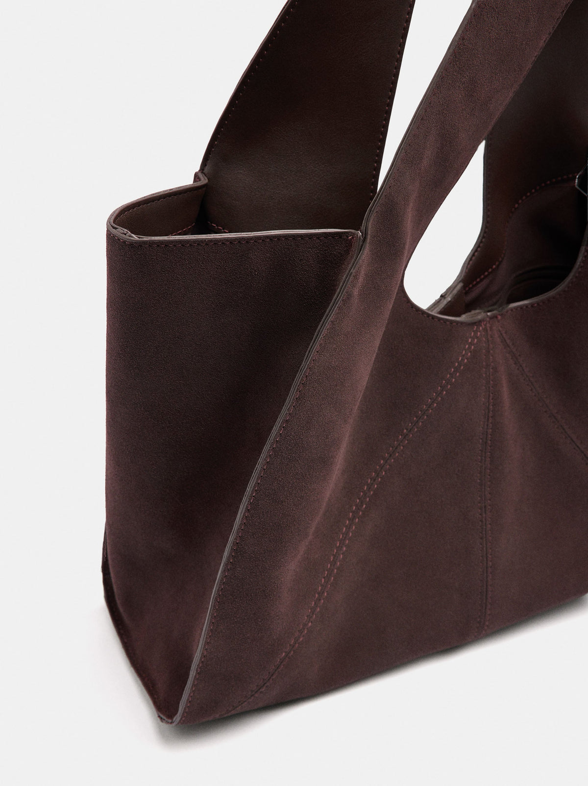 Leather Shopper Bag With Stitching
