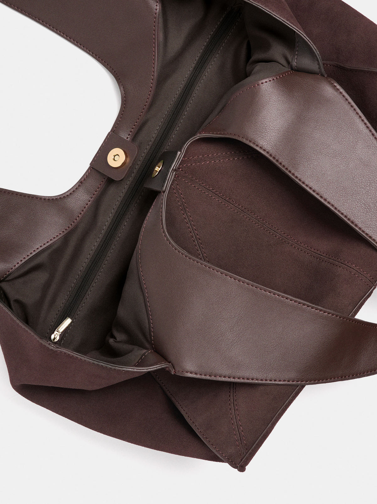 Leather Shopper Bag With Stitching