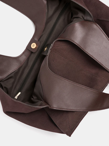 Leather Shopper Bag With Stitching